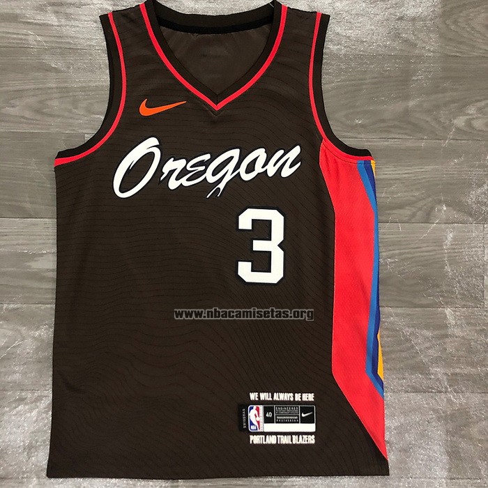 Camiseta Portland Trail Blazers CJ McCollum NO 3 Ciudad 2020-21 Marron